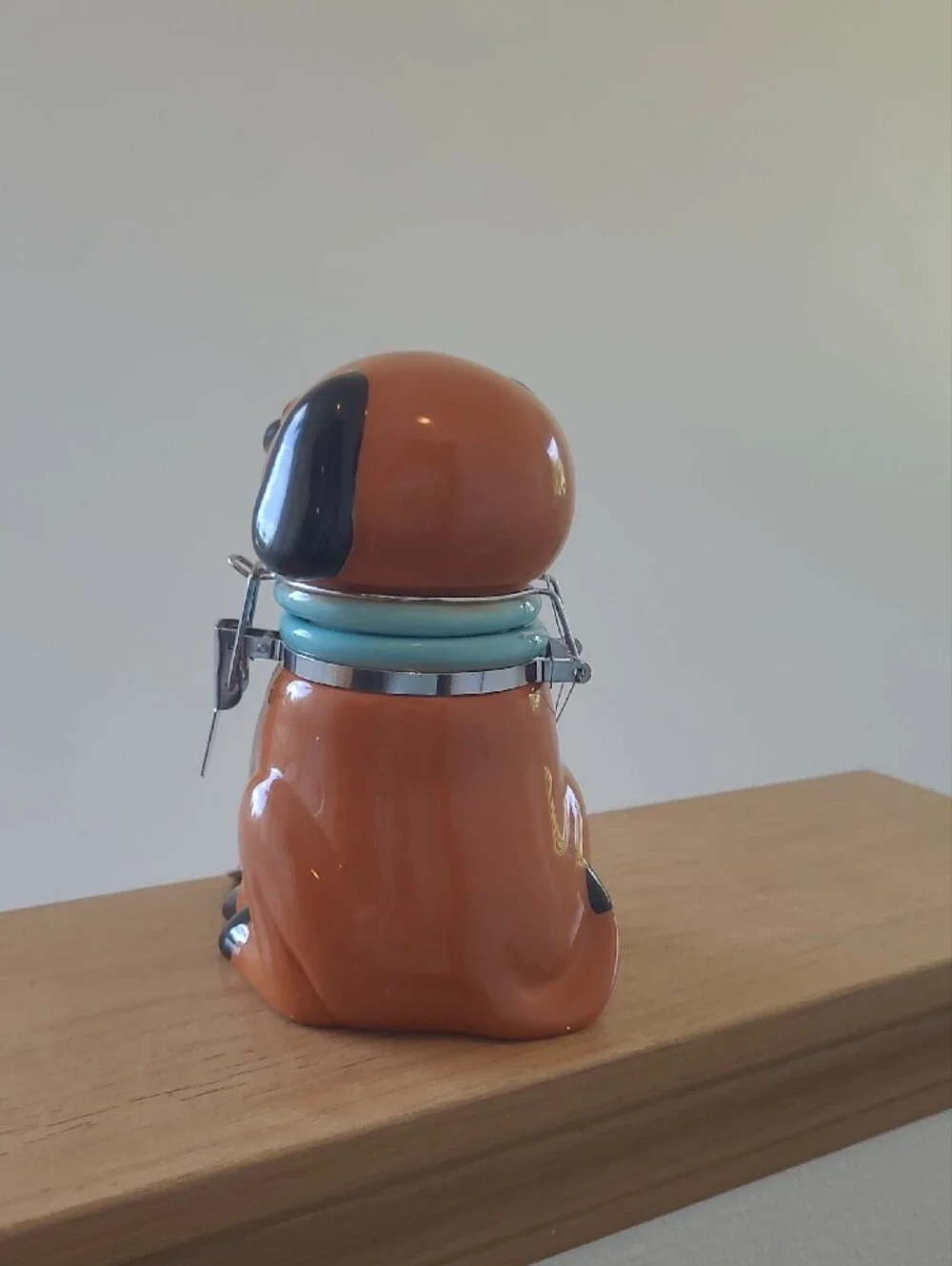 Boston Warehouse Brown Dog Treat Jar with Aqua Collar